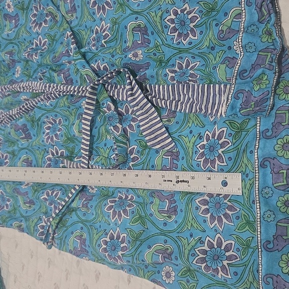 🪻Beautiful 100% Cotton Robe In Blue, Green, Purple, Floral And Elephant Pattern - Picture 12 of 14